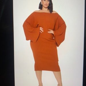 Sweater dress- cognac ribbed